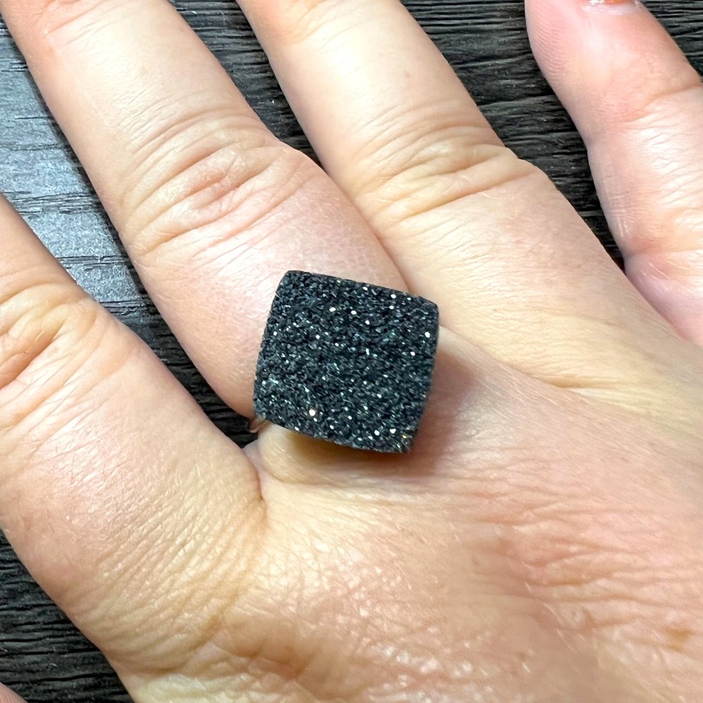 Black Druzy Stone Ring